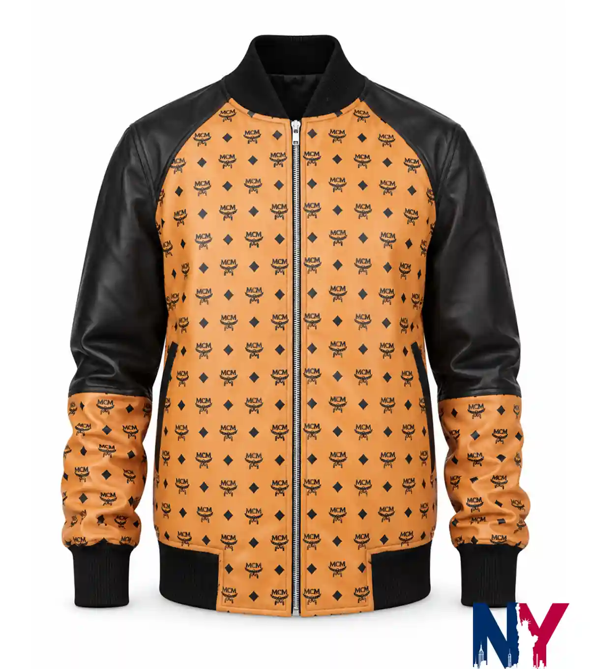 Cleopatra Coleman Ebony Wilder TV-Series Nemesis S01 MCM Bomber Brown Leather Jacket front view