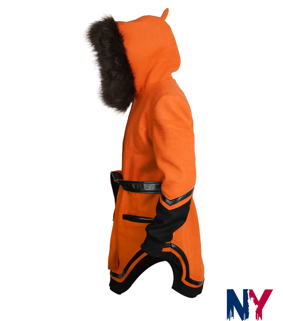 Close-up of Anna Lambe TV-Series North of North 2025 Siaya Fur Collar Orange Wool Coat