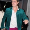 Close-up of Brad Pitt James Blake Show Paris 2026 Green Trucker Suede Leather Jacket