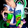 Close-up of Kim Dae-young NCT Wish I Spy Music Video Jaehee Satin Varsity Bomber Jacket