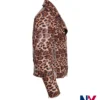 Close-up of Leopard Print Biker Genuine Leather Jacket For Men And Women