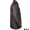 Close-up of M65 Field Full-Snap and Zipper Brown Bomber Real Leather Jacket