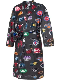 Close-up of NBA All Teams Concepts Sport Charcoal Windfall Allover Velvet Bathrobe