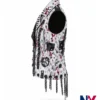 Close-up of Rhea Ripley WWE Monday Night RAW 2026 Black and White Leather Chain and Spiked Vest