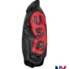 Close-up of V BTS Swimside Event 2026 Kim Taehyung Black Leather USA Vintage Jacket