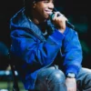 Close-up of WNBA New York Liberty Halftime Show A-Boogie Wit Da Hoodie Camouflage Blue Hooded Jacket