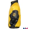 Close view of Halloween Marvel X Men Inspired Mutant Yellow And Black Bomber Jacket