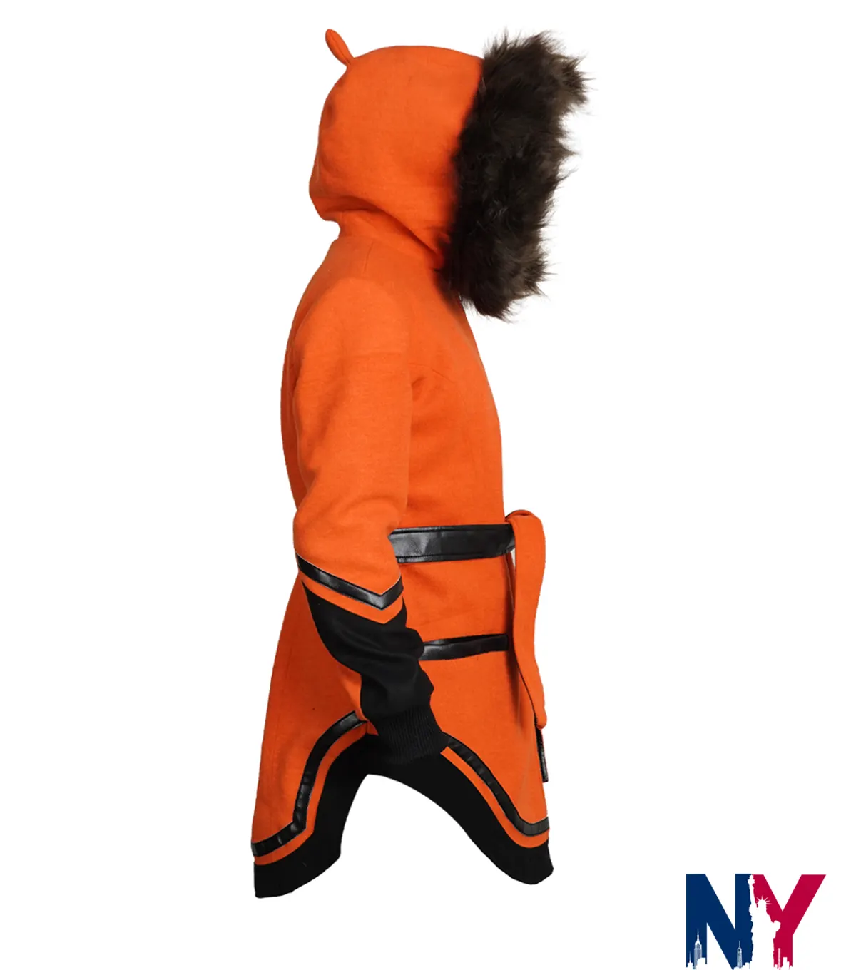 Close view of TV-Series North of North 2025 Siaya Anna Lambe Fur Collar Orange Wool Coat