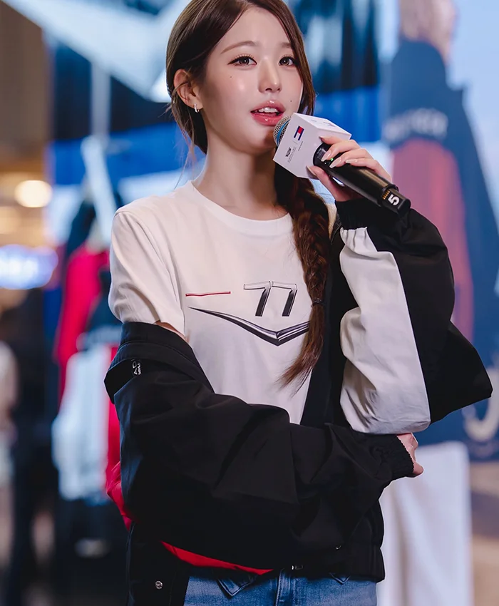 Close view of Tommy Hilfiger x Cadillac F1 2026 Singapore Grand Prix Jang Won-young Graphic Flag Jacket