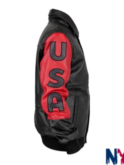 Close view of V BTS Swimside Event 2026 Kim Taehyung Vintage Black Leather USA Jacket