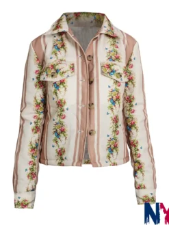 Cree Cicchino Movie The Sleepover Mim Printed Flower Top Workwear Cotton Jacket front view