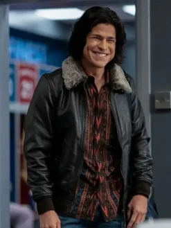Cristo Fernández Ted Lasso S03 Dani Rojas Leather Jacket With Shearling Collar
