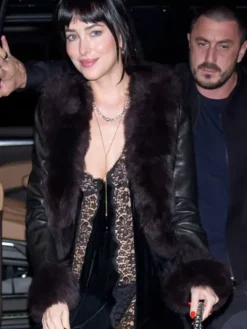 Dakota-Johnson-Via-Carota-Fur-Leather-Jacket