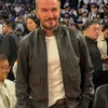 David Beckham NBA China Game 2026 Houston Rockets vs Dallas Mavericks Black Leather Jacket front view