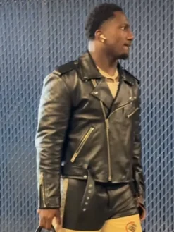 Deebo Samuel Pregame Black Leather Jacket Back