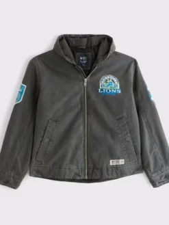 Detroit Lions Abercrombie Fitch Workwear Hooded Bomber Jacket
