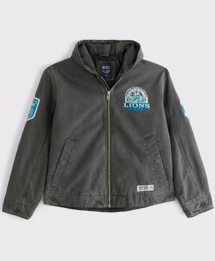 Detroit Lions Abercrombie Fitch Workwear Hooded Bomber Jacket