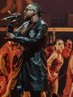 Don Omar The Last King World Tour Miami 2026 Black Crocodile Textured Leather Coat
