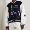 Don Toliver Milwaukee Wales Bonner Blue Wool-Blend and White Leather Letterman Varsity Jacket
