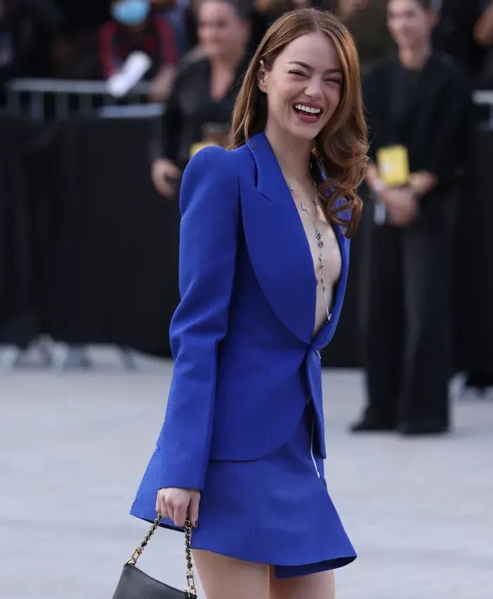 Emma Stone Louis Vuitton Show Royal Blue Blazer