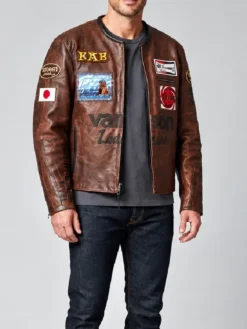 FAF x Vanson Brown Leather Jacket for Men