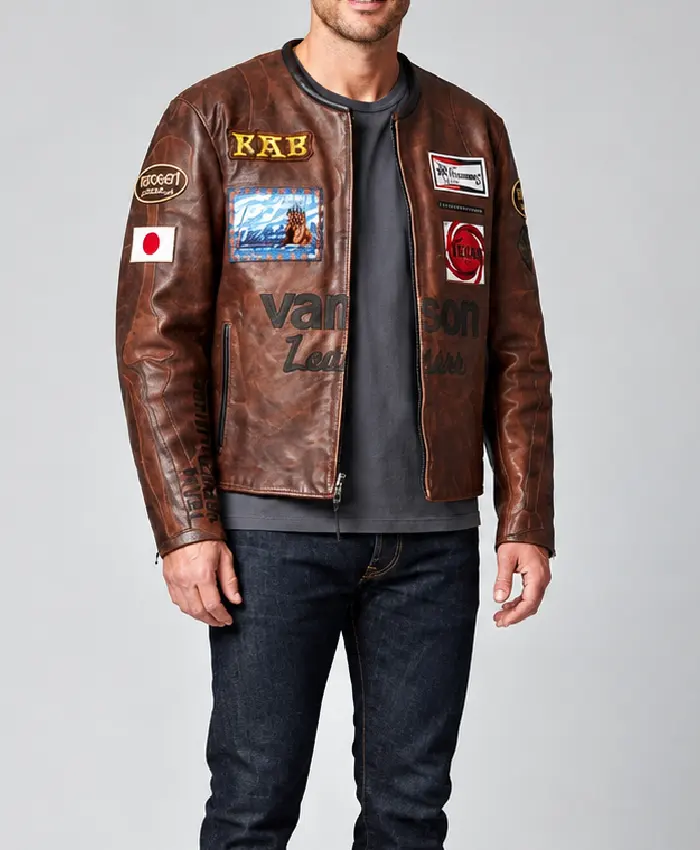 FAF x Vanson Brown Leather Jacket for Men
