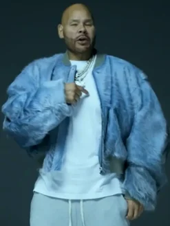 FAT JOE Set Of Keys Video Blue Fur Bomber Jacket