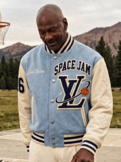Fan Made Space Jam × Louis Vuitton Men's Letterman Varsity Jacket On Sale