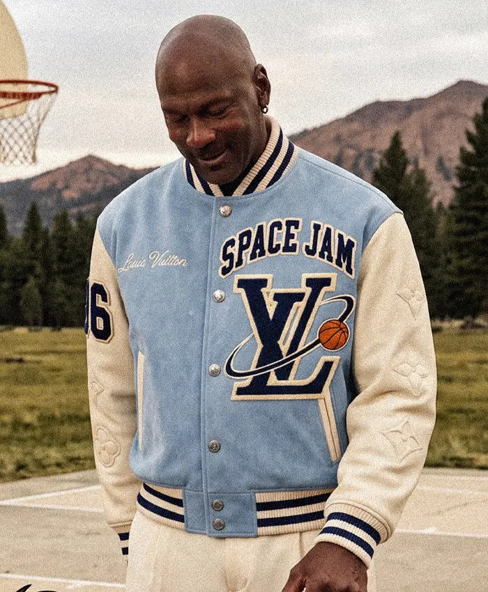 Fan Made Space Jam × Louis Vuitton Men's Letterman Varsity Jacket On Sale