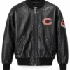 Genuine NFL Super Bowl XX Chicago Bears Black Leather Bomber Jacket
