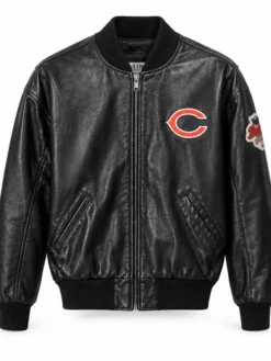 Genuine NFL Super Bowl XX Chicago Bears Black Leather Bomber Jacket