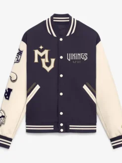 Get Now Minnesota Vikings Nike 2026 Rivalries Collection Letterman Varsity Jacket Purple