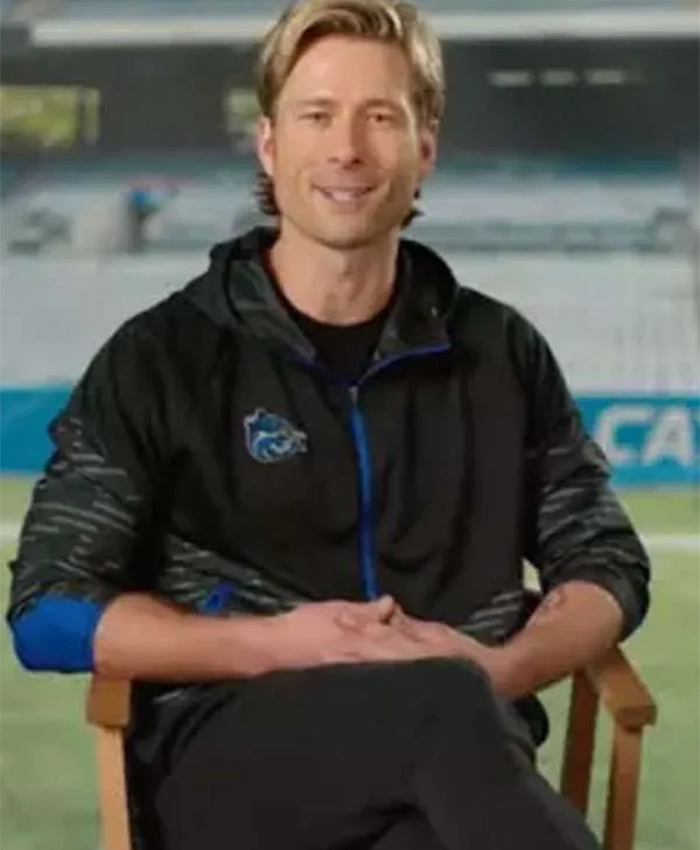 Glen-Powell-TV-Series-Chad-Powers-2026-Russ-Holliday-Black-Track-Jacket-Front