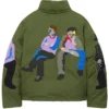 Grab KidSuper Subway Car Patchwork Green Satin Puffer Jacket back view