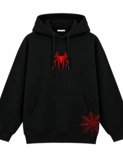 Great Power Spider Man Tom Holland Oversized Black Pullover Hoodie