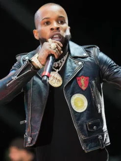 HOT 97 Summer Jam 2018 Tory Lanez Biker Black Leather Jacket For Sale
