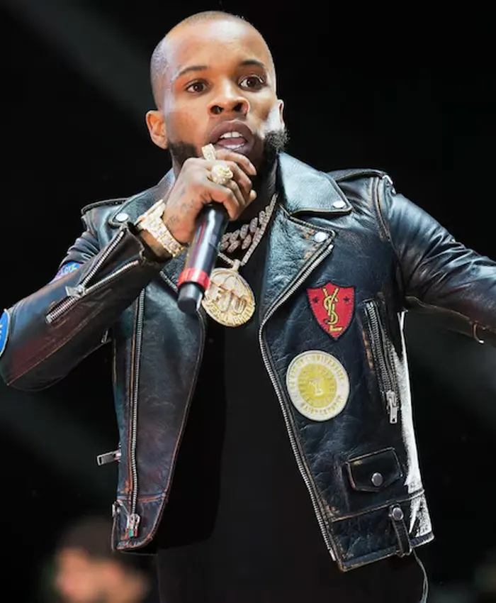 HOT 97 Summer Jam 2018 Tory Lanez Biker Black Leather Jacket For Sale