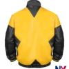 Halloween Marvel X Men Inspired Mutant Yellow And Black Leather Bomber Jacket back view