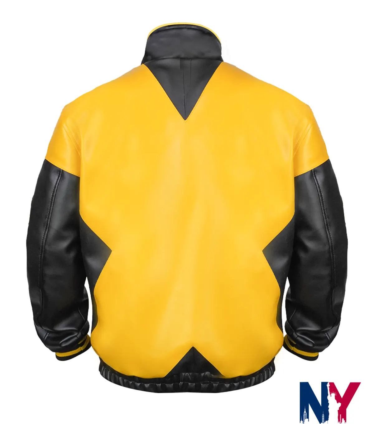 Halloween Marvel X Men Inspired Mutant Yellow And Black Leather Bomber Jacket back view
