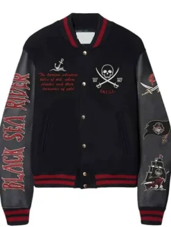 Halloween Pirate Sea Rider Black Letterman Varsity Jacket