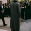 Hugo Ekitiké Balenciaga Spring-Summer 2027 Paris Fashion Week Grey Wool Trench Hooded Coat back view