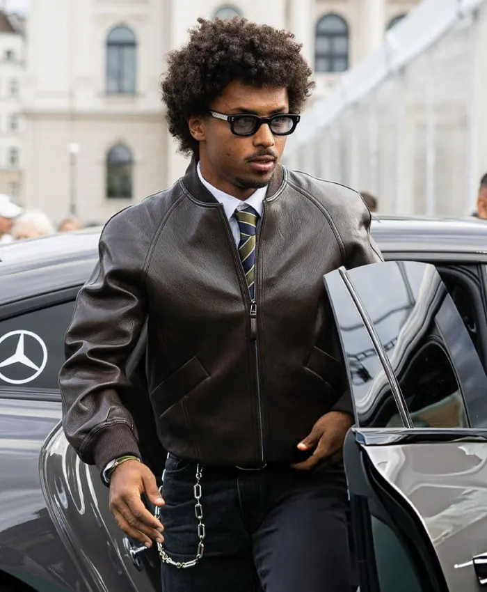 Karim Adeyemi Green Carpet Leather Bomber Jacket