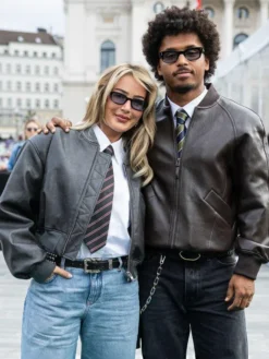 Karim Adeyemi and Loredana Leather Bomber Jacket
