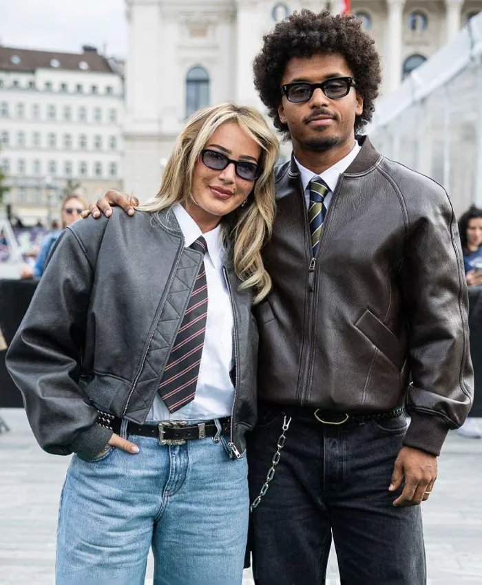 Karim Adeyemi and Loredana Leather Bomber Jacket