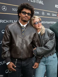 Karim Adeyemi his wife Loredana Leather Bomber Jacket