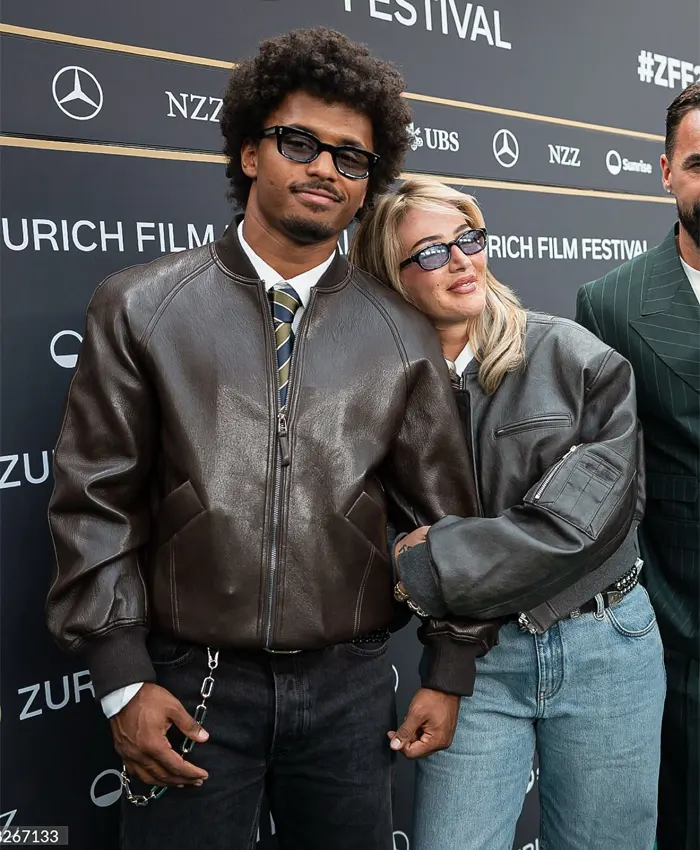 Karim Adeyemi his wife Loredana Leather Bomber Jacket