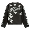 KidSuper Doves Black Cafe Racer Moto Distressed Leather Jacket back view