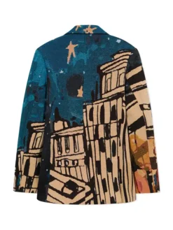KidSuper Jacquard Boy Who Jumped The Moon Cotton Multicolor Jacket Blazer back view