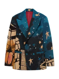 KidSuper Jacquard Boy Who Jumped The Moon Multicolor Cotton Blazer Jacket front view