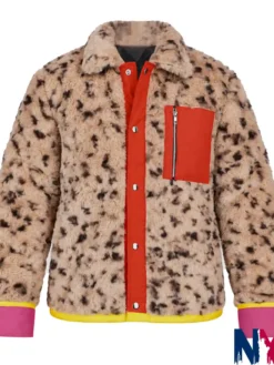 Kinsey Locke Emilia Jones Locke and Key Season 02 Sherpa Fur Leopard Printed Jacket front view